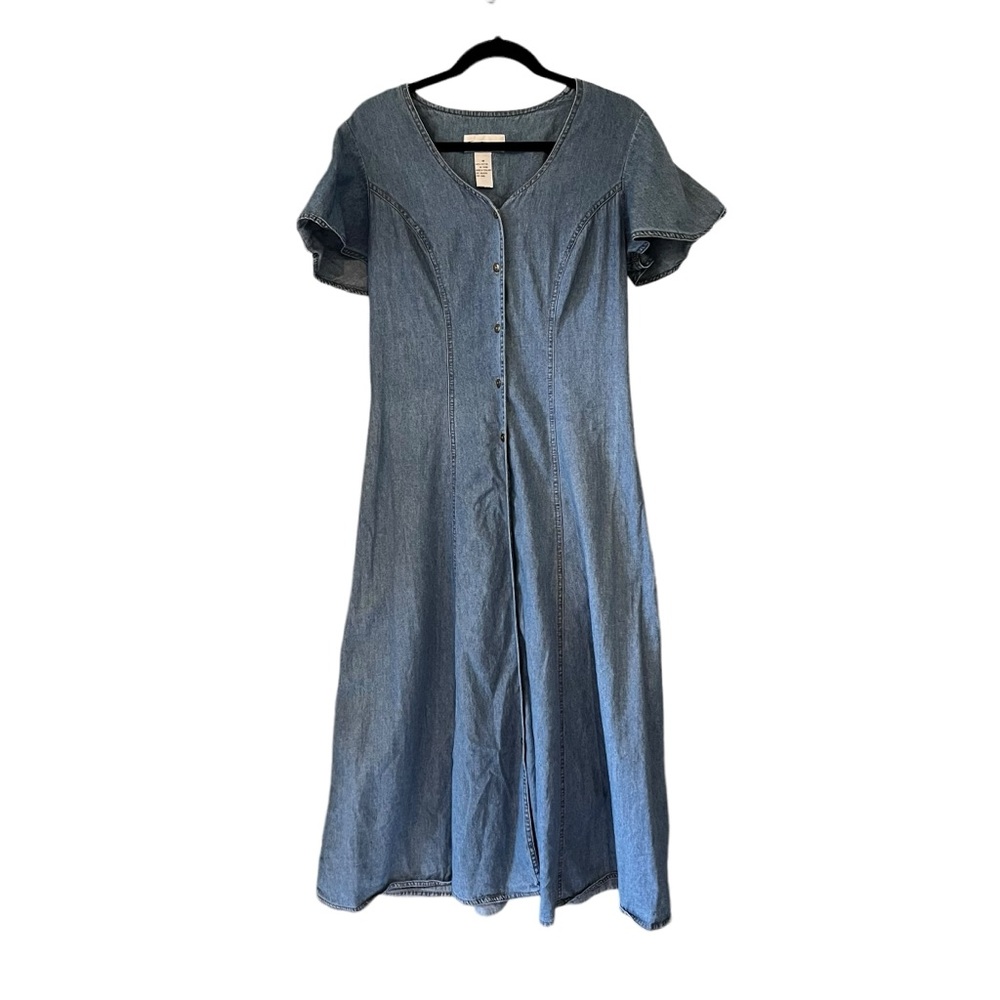 Vintage California Gold Rush Chambray Button Down Maxi Dress, Sz M